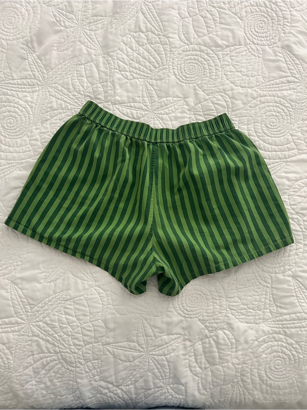 Green Striped Women’s Shorts - Picture 2 of 3